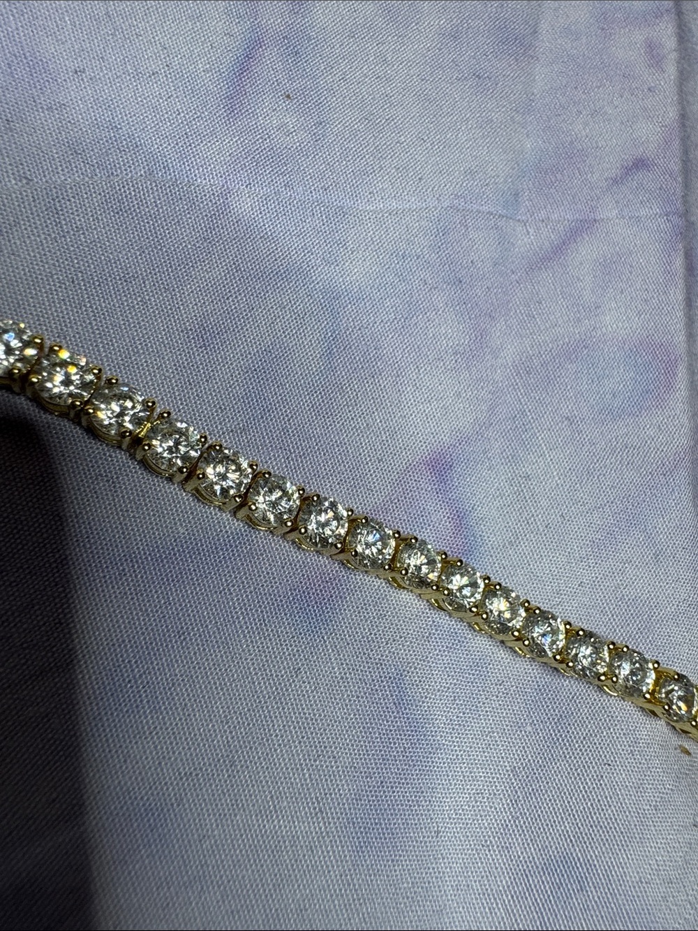 Gold Crystal-Embellished Tennis Ankle Bracelet Stainless Steal - Picture 4 of 5